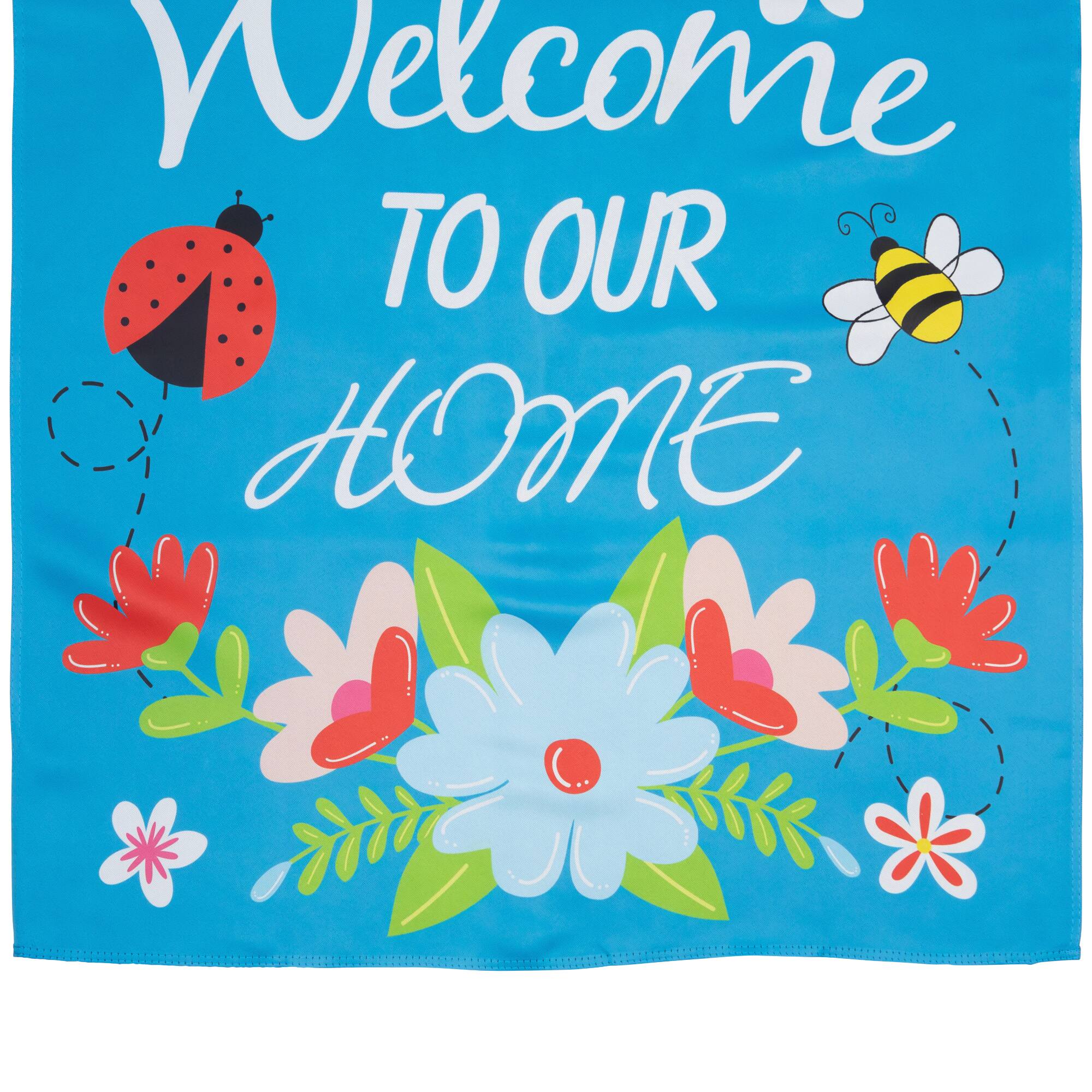 Welcome to Our Home Blue Floral Outdoor House Flag 28" x 40"